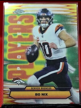 Topps Chrome Denver Broncos Bo Nix Green Yellow Red Card